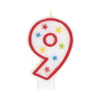 Numeral Candle With Happy Birthday Cake Topper - 9- alt image 0