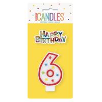 Numeral Candle With Happy Birthday Cake Topper - 6- main image