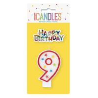 Numeral Candle With Happy Birthday Cake Topper - 9- main image