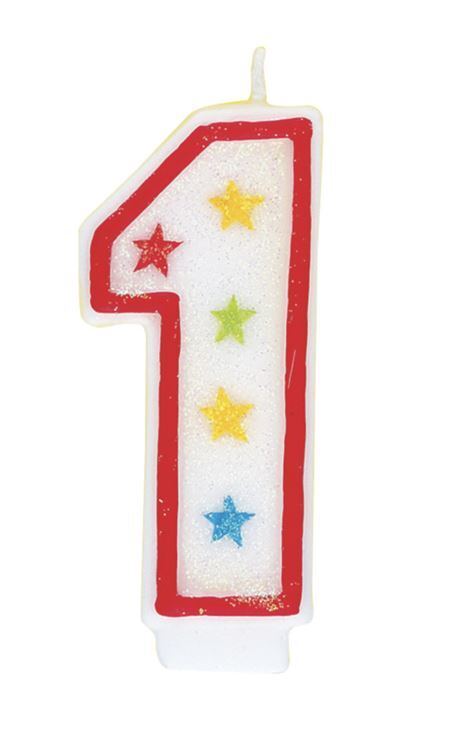 Numeral Candle With Happy Birthday Cake Topper - 1- alt image 0