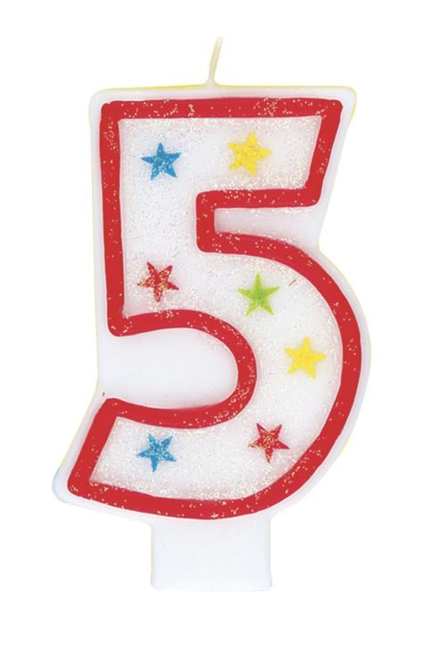 Numeral Candle With Happy Birthday Cake Topper - 5- alt image 0