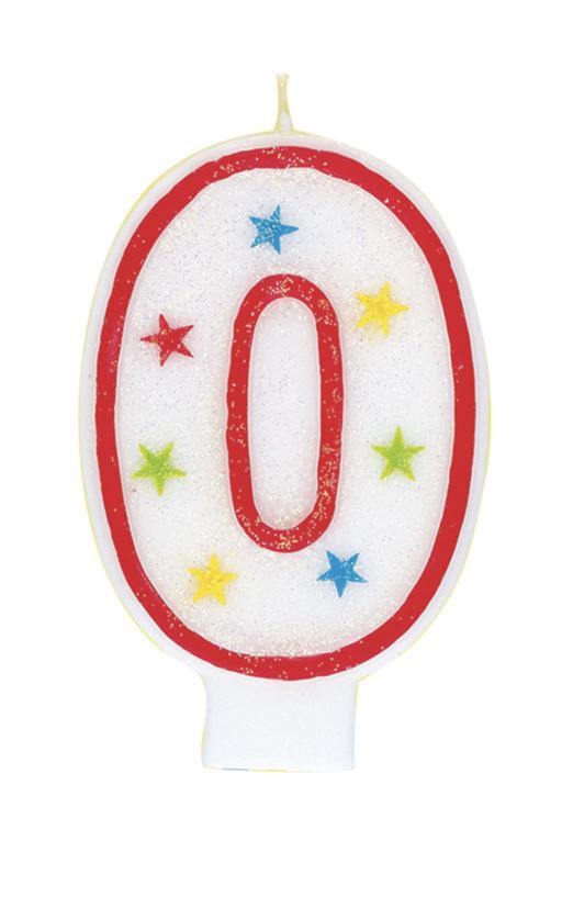 Numeral Candle With Happy Birthday Cake Topper - 0- alt image 0