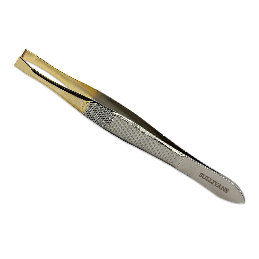 Sullivans Gold Tip Flat Tweezers