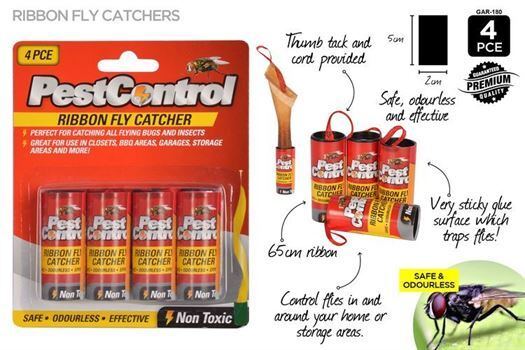 Pest Control Sticky Fly Ribbons, Fly Catcher Ribbon 4 Pack- alt image 0