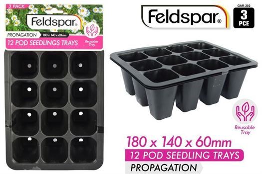Feldspar 3pce 12 Pod Seeding Gardening Pots 18x14x6cm- alt image 0