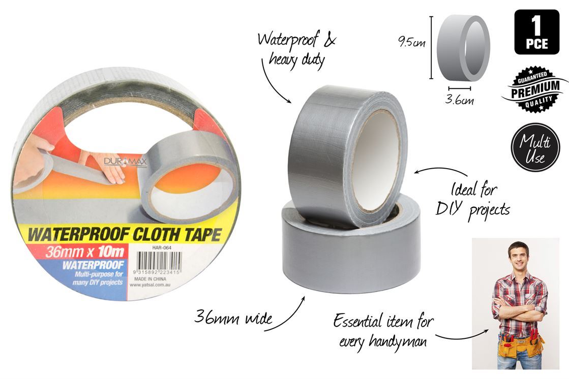 1pce Waterproof Cloth Tape-36mm x 10M- alt image 0