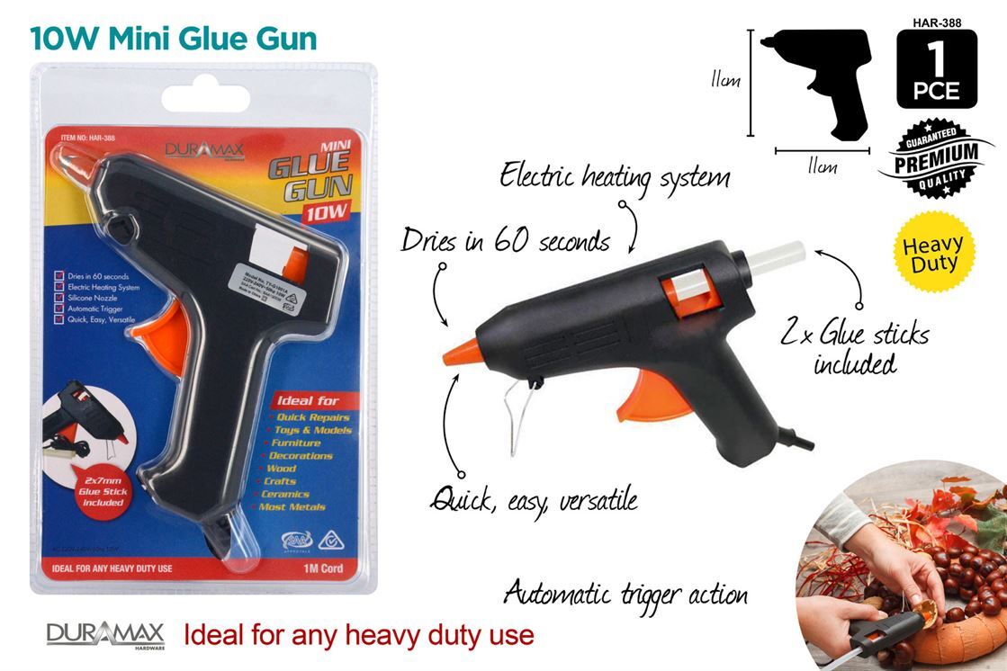 3pce Glue Gun 10W w/Glues- alt image 0