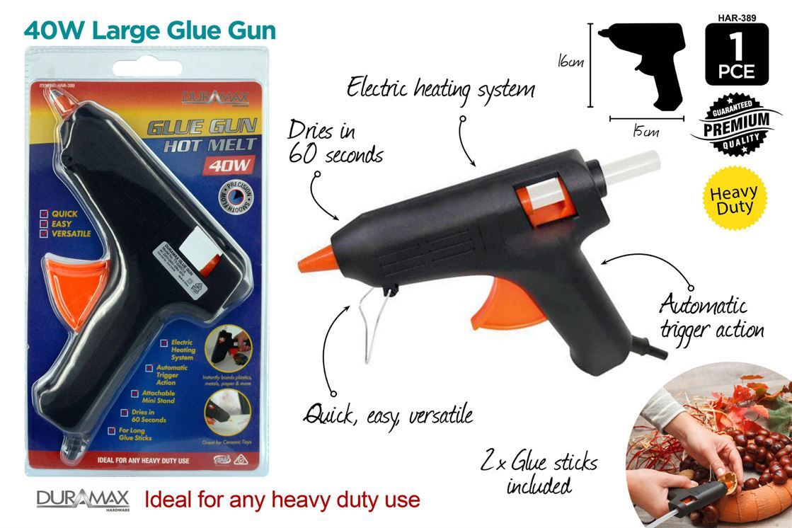 3pce Glue Gun 40W w/Glues- alt image 0