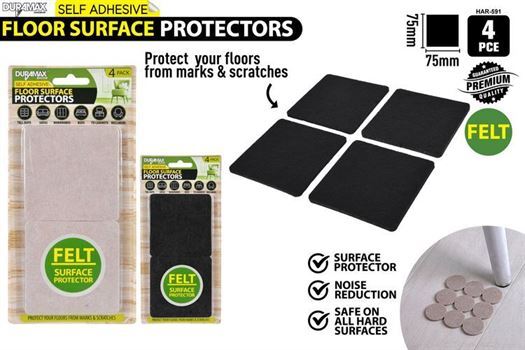 4Pce Felt Adhesive  Skid Protectors -Sq- alt image 0