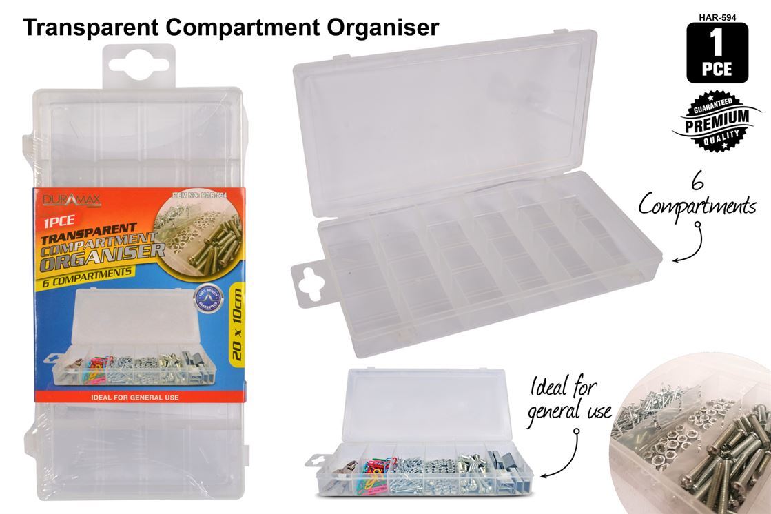 Storage Box Plastic Transparent Jewellery Organizer Compartments Container Case- alt image 0