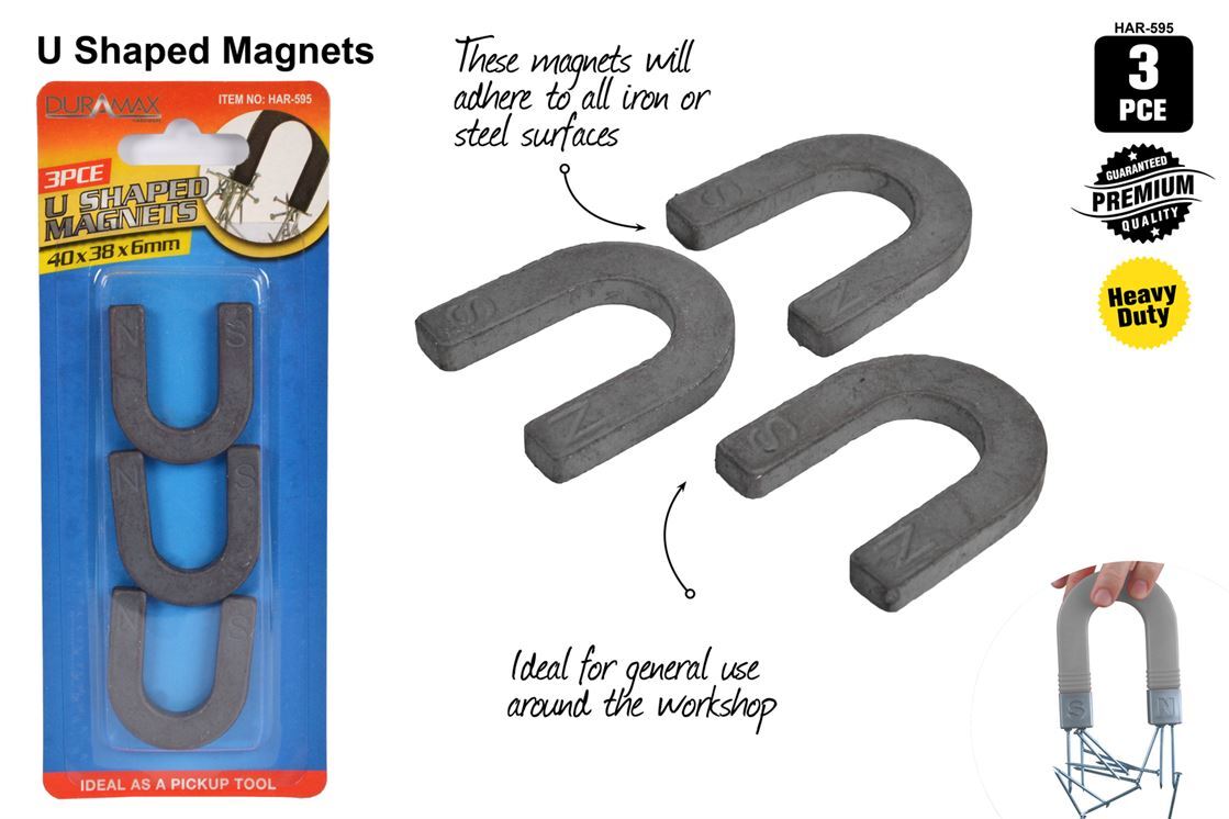 U Shaped Magnets 3pc 40x38x6mm- alt image 0