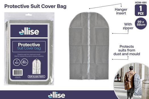 Ellise 99cm The Suit/Garment/Clothes/Dress Protector/Carrier Cover Bag - Grey- alt image 0