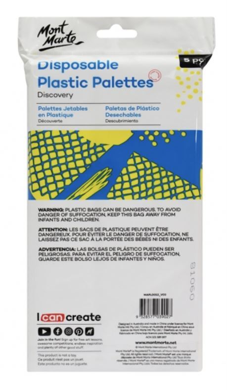 Mont Marte Palette - Disposable Plastic Palette 5pc- alt image 0