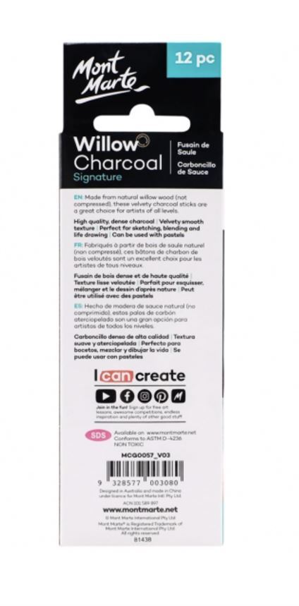 Mont Marte Charcoal - Willow Charcoal 12pc- alt image 0