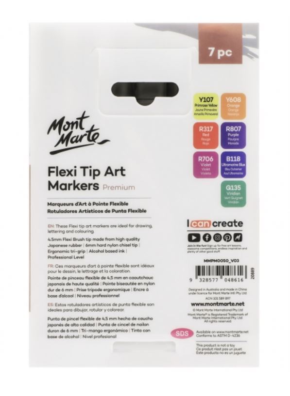 Mont Marte Premium Flexi Tip Art Markers Premium 7pc- alt image 0