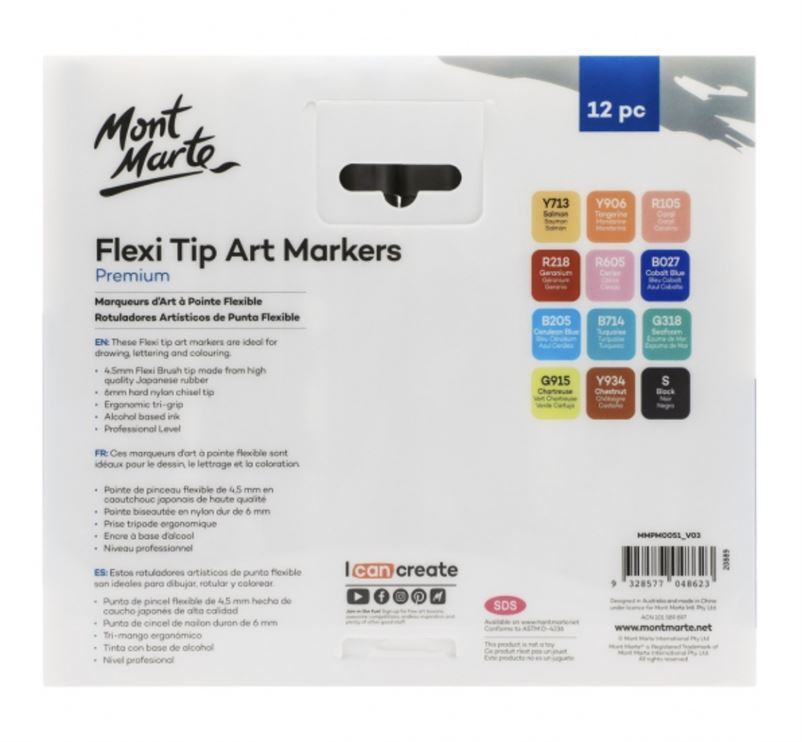 Mont Marte Premium Flexi Tip Art Markers 12pc- alt image 0