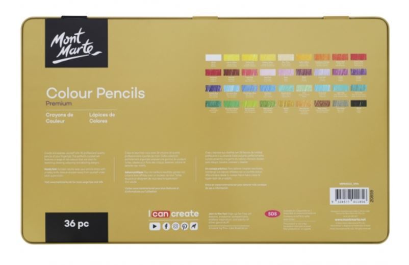 Mont Marte Colour Pencils - Metal Tin 36pc- alt image 0
