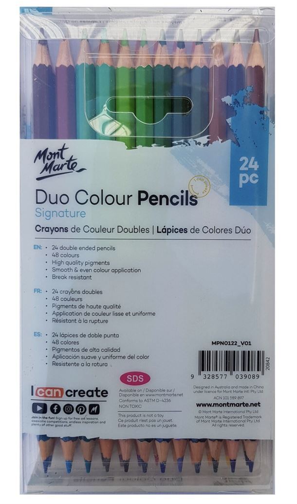 Mont Marte Signature Duo Colour Pencils 24pc Drawing and Sketching Set Quality- alt image 0
