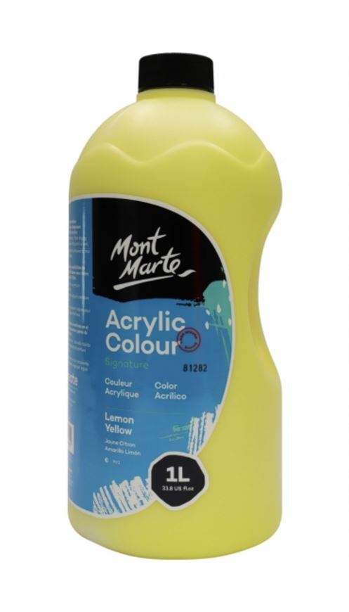Mont Marte Signature Acrylic Paint Pump Bottle 1L - Lemon Yellow- alt image 0
