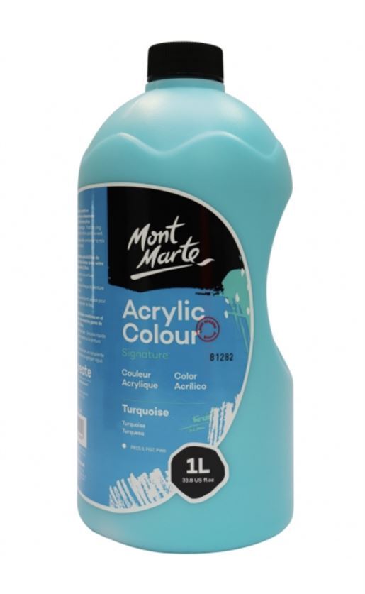 Mont Marte Signature Acrylic Paint Pump Bottle 1L - Turquoise- alt image 0