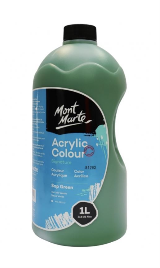 Mont Marte Signature Acrylic Paint Pump Bottle 1L - Sap Green- alt image 0