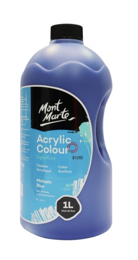 Mont Marte Signature Acrylic Paint Pump Bottle 1L - Phthalo Blue- alt image 0