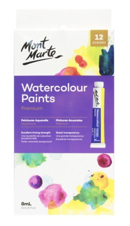 Mont Marte Premium Paint Set - Watercolour Paint 12pc x 8ml- alt image 0