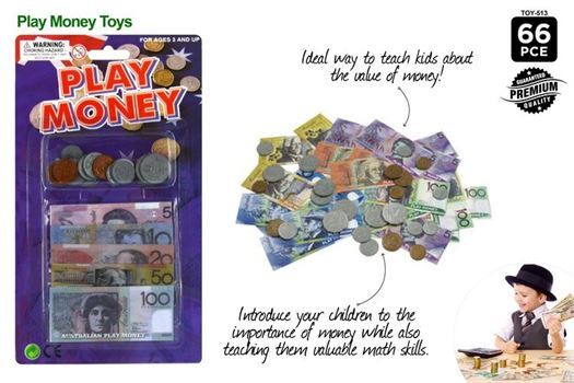 66pcs australian play money notes coins aussie toy coin kids bank