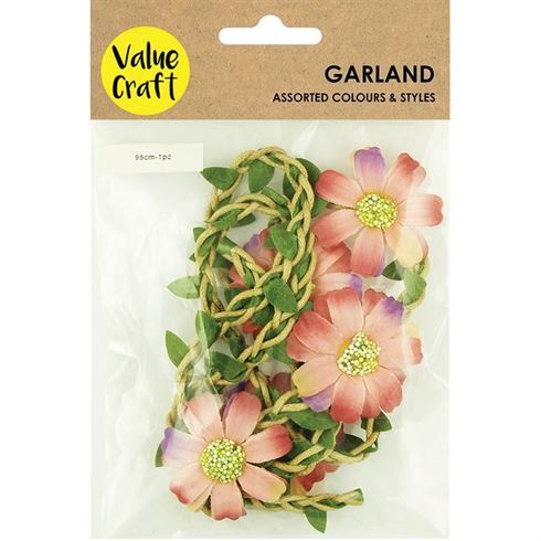 Garland Twine Natural with Pink Daisy Leaf- alt image 0