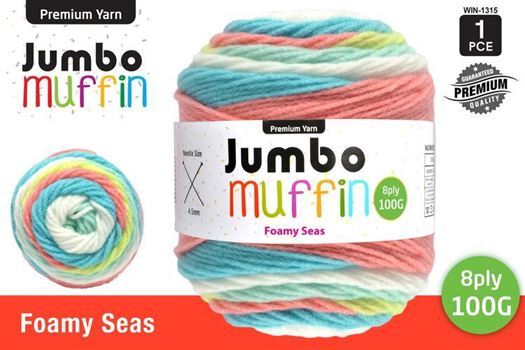 Jumbo Muffin Premium Knitting Yarn 8ply 200G Foamy Seas- alt image 0