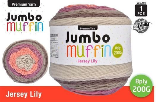 Jumbo Muffin Premium Knitting Yarn 8ply 200G Jersey Lily- alt image 0
