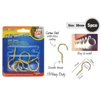 Brass Coated Cup Hooks 38mm 5 Pack- alt image 0