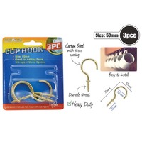Brass Coated Cup Hooks 50mm 3pk- alt image 0