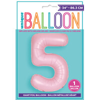 Pastel Matte Pink Number 5 Foil Balloon 86cm- alt image 0