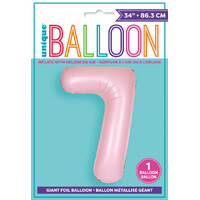 Pastel Matte Pink Number 7 Foil Balloon 86cm- alt image 0
