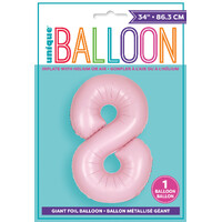 Pastel Matte Pink Number 8 Foil Balloon 86cm- alt image 0