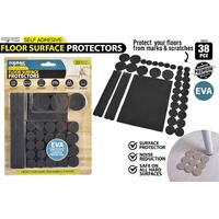 38pc Self Adhesive Floor Surface Protectors EVA Anti Slip Pads Black Assorted Sizes- alt image 0