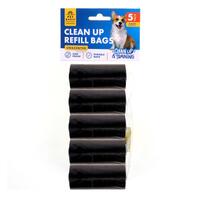 Dog Clean Up Refill Black Bags 5 Rolls x 15pcs- alt image 0