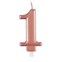 Numeral Candle 1 - Metallic Rose Gold- alt image 0