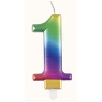 Numeral Candle 1 - Metallic Rainbow- alt image 0