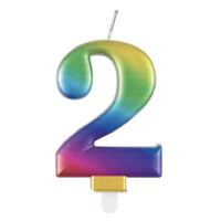 Numeral Candle 2 - Metallic Rainbow- alt image 0