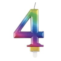 Numeral Candle 4 - Metallic Rainbow- alt image 0