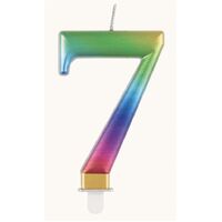 Numeral Candle 7 - Metallic Rainbow- alt image 0