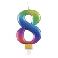 Numeral Candle 8 - Metallic Rainbow- alt image 0