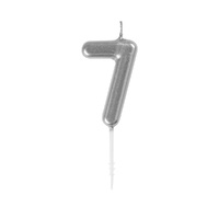 Mini Silver Numeral Pick Candles Number 7- alt image 0