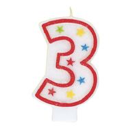 Numeral Candle With Happy Birthday Cake Topper - 3- alt image 0