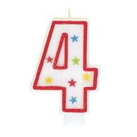 Numeral Candle With Happy Birthday Cake Topper - 4- alt image 0