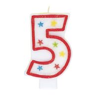 Numeral Candle With Happy Birthday Cake Topper - 5- alt image 0