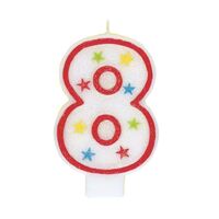 Numeral Candle With Happy Birthday Cake Topper - 8- alt image 0