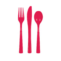 Ruby Red Assorted Reusable Cutlery 18 Pack- alt image 0